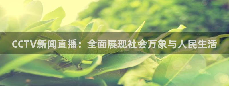 nba178在线直播：CCTV新闻直播：全面展现社会万象与人民生活